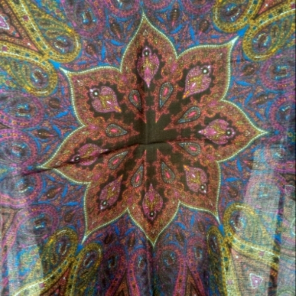 Vintage Bandanna Square Neck Scarf Paisley Red Purple Blue - Picture 4 of 9